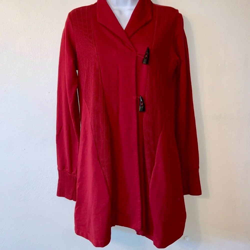 LUCKY BRAND Darci Wrap Toggle Button Knit Cranberry Jacket Size Small